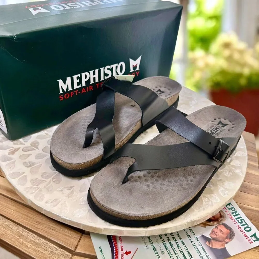Mephisto Helen Air Soft Supportive Leather Toe Loop Sandal Slide Women 12 EU 42
